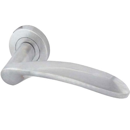 Frelan  - Monaco Door Handles On Round Rose  - Satin Chrome - JV690SC - Choice Handles