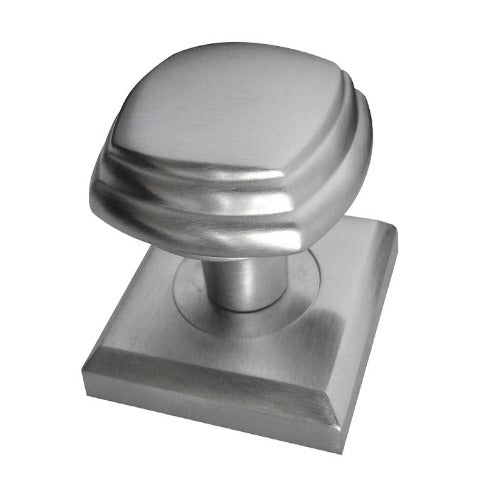 Frelan Hardware - Art Deco Square Moritce Door Knob On Rose  - Satin Chrome - JV74SC - Choice Handles