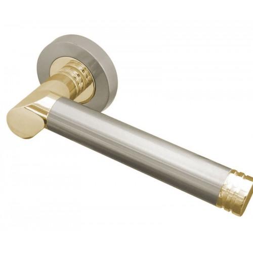 Frelan  - Octavia Door Handles On Round Rose  - Satin Chrome/Polished Chrome - JV767PCSC - Choice Handles