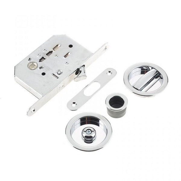 Frelan - Sliding Round Pocket Door Bathroom Lock Set (35mm - 38mm) - Polished Chrome - JV821PC - Choice Handles