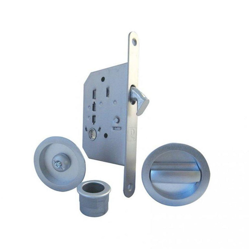 Frelan - Sliding Round Pocket Door Bathroom Lock Set (40mm - 45mm) - Satin Chrome - JV825SC - Choice Handles