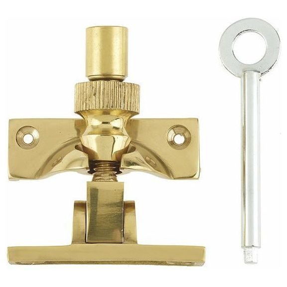 Frelan - Lockable Brighton Sash Window Fastener - Polished Brass - JV88LPB - Choice Handles