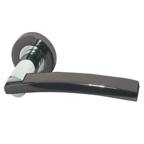 Frelan  - Modena Door Handles On Round Rose  - Black Nickel/Polished Chrome - JV780PCBN - Choice Handles
