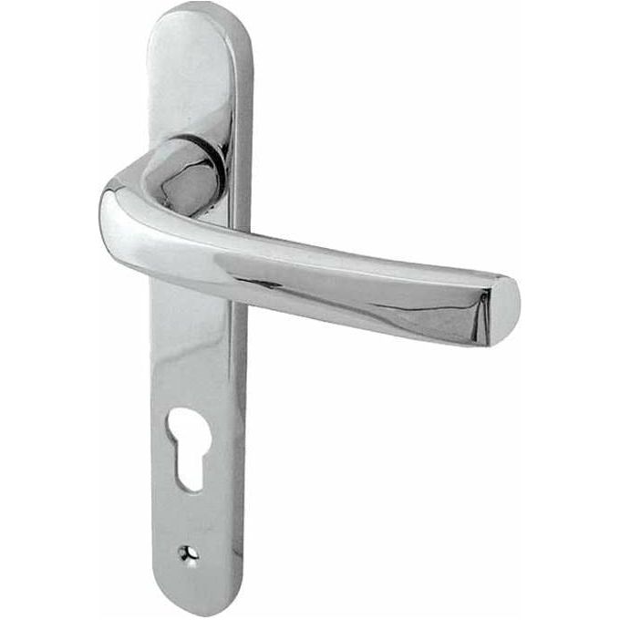 Frelan - PVCu Lever Door Handles (220mm Backplate - 92mm C/C Euro Lock) - Polished Chrome - JW70PC - Choice Handles