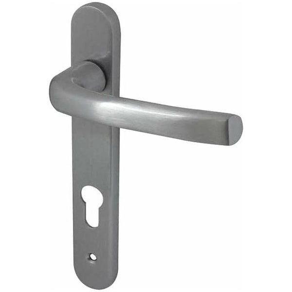 Frelan - PVCu Lever Door Handles (220mm Backplate - 92mm C/C Euro Lock) - Satin Chrome - JW70SC - Choice Handles