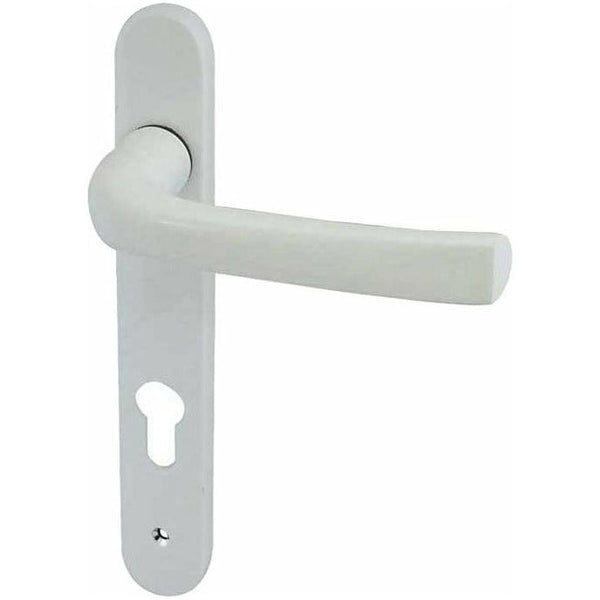 Frelan - PVCu Lever Door Handles (220mm Backplate - 92mm C/C Euro Lock) - White - JW70WH - Choice Handles