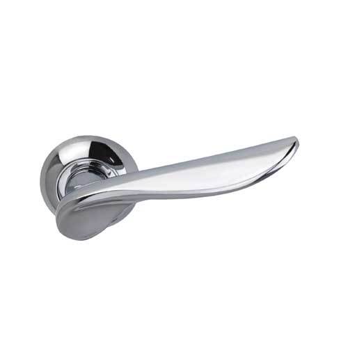 Darcel - Juliette Door Lever Handle On Round Rose, Polshed Chrome - DCJUL-CP - Choice Handles