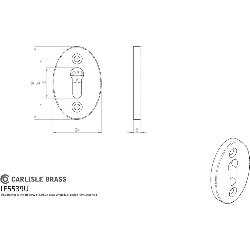 Carlisle Brass - Oval Shape Escutcheon - Black Antique - LF5539U - Choice Handles
