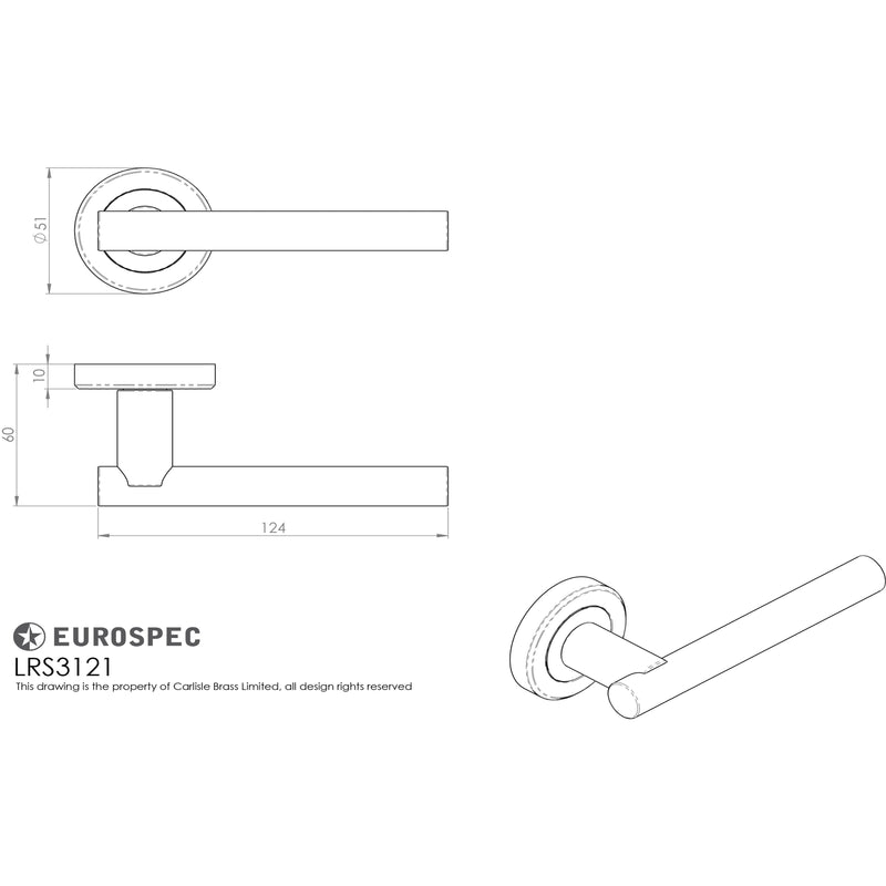 Eurospec - Lever on Rose - Satin Chrome - LRS3121SC - Choice Handles