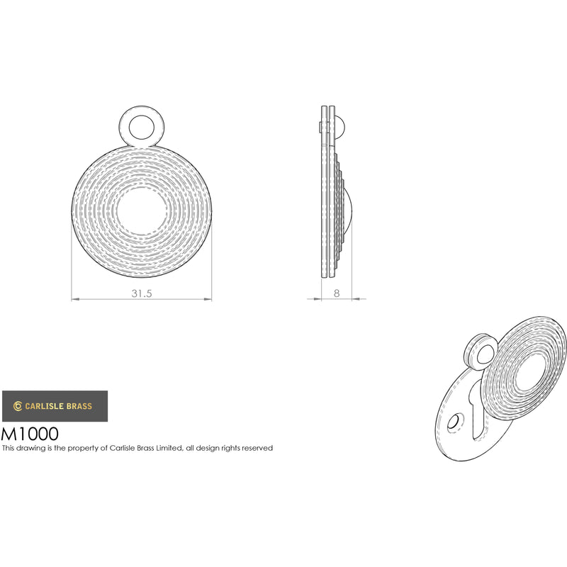 Carlisle Brass - Queen Anne Covered Escutcheon - Polished Brass - M1000 - Choice Handles