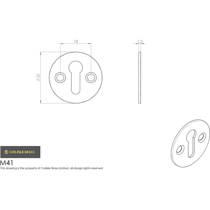 Carlisle Brass - Flat Escutcheon - Satin Chrome - M41SC - Choice Handles