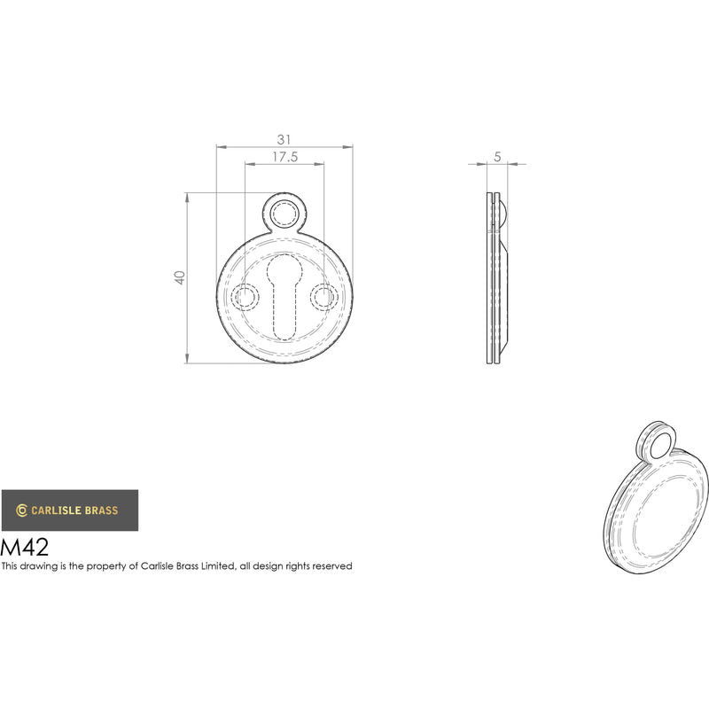 Carlisle Brass - Covered Escutcheon  - Satin Chrome - M42SC - Choice Handles