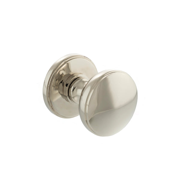 Millhouse Brass Edison Solid Brass Domed Mortice Knob on Concealed Fix Rose - Polished Nickel - MH400DMKPN - Choice Handles