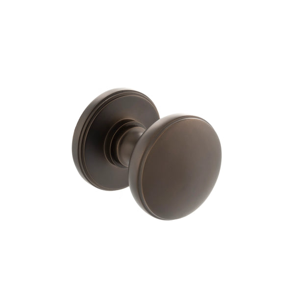 Millhouse Brass Edison Solid Brass Domed Mortice Knob on Concealed Fix Rose - Urban Dark Bronze - MH400DMKUDB - Choice Handles