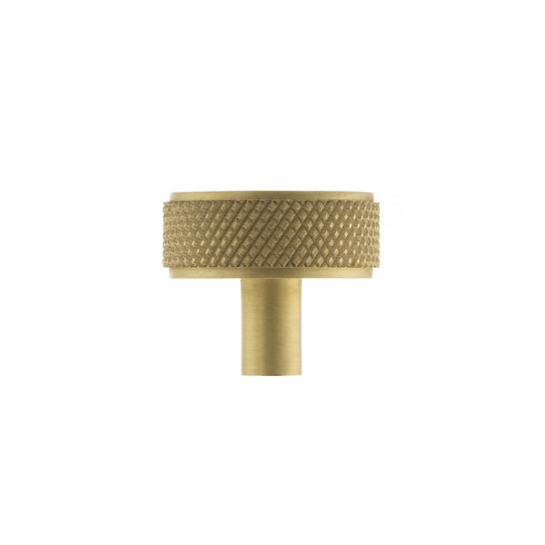 Millhouse Brass Hargreaves Disc Knurled Cabinet Knob on Concealed Fix - Satin Brass - MHCK1935SB - Choice Handles