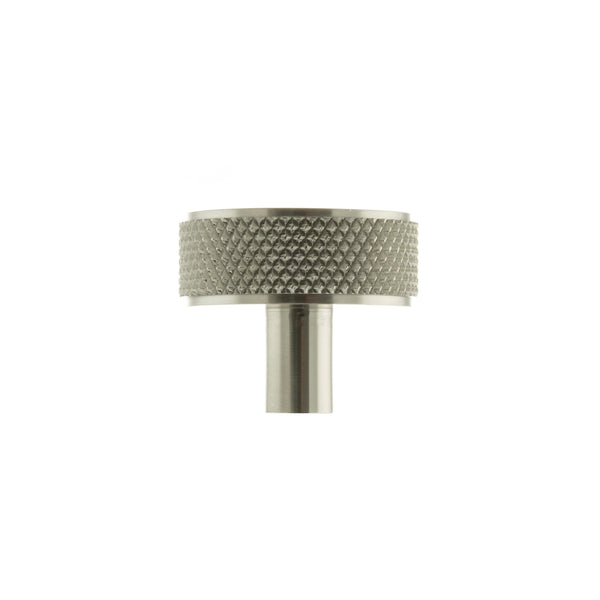 Millhouse Brass Hargreaves Disc Knurled Cabinet Knob on Concealed Fix - Satin Nickel - MHCK1935SN - Choice Handles