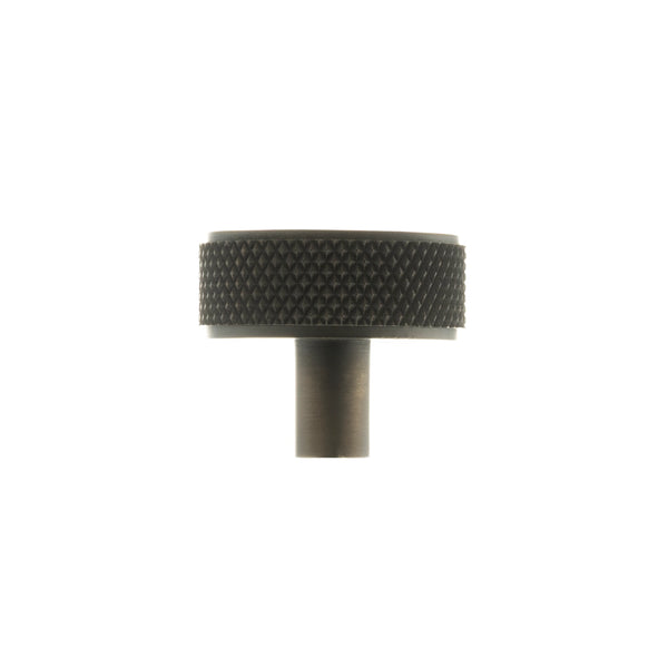 Millhouse Brass Hargreaves Disc Knurled Cabinet Knob on Concealed Fix - Urban Dark Bronze - MHCK1935UDB - Choice Handles