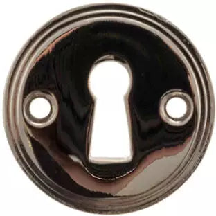 Millhouse Brass Solid Brass Open Key Hole Escutcheon - Polished Nickel - MHRKEPN (Pair) - Choice Handles