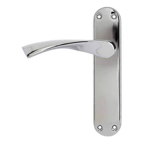 Darcel - Moselle Lever Latch Handle On Back Plate, Polished Chrome - DCMOLT-PC - Choice Handles