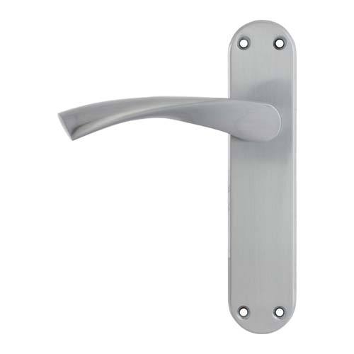 Darcel - Moselle Lever Latch Handle On Back Plate, Satin Chrome - DCMOLT-SC - Choice Handles