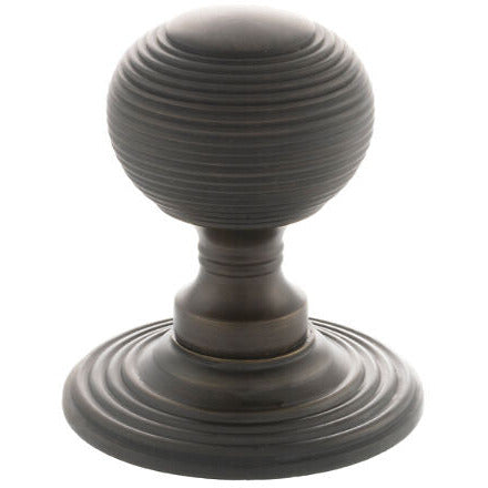 Old English Ripon Solid Brass Reeded Mortice Knob on Concealed Fix Rose - Urban Dark Bronze - Choice Handles