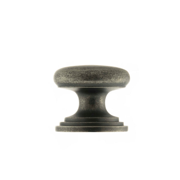 Atlantic - Old English Lincoln Solid Brass Victorian Cabinet Knob 38mm on Concealed Fix - Distressed Silver - OEC1238DS - Choice Handles