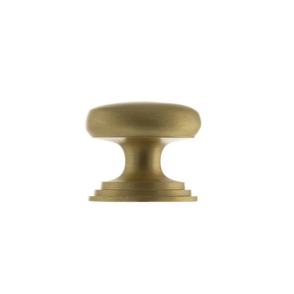 Atlantic - Old English Lincoln Solid Brass Victorian Cabinet Knob 38mm on Concealed Fix - Satin Brass - OEC1238SB - Choice Handles