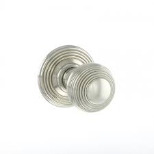 Atlantic Old English Ripon Solid Brass Reeded Mortice Knob on Concealed Fix Rose - Polished Nickel - OE50RMKPN - Choice Handles