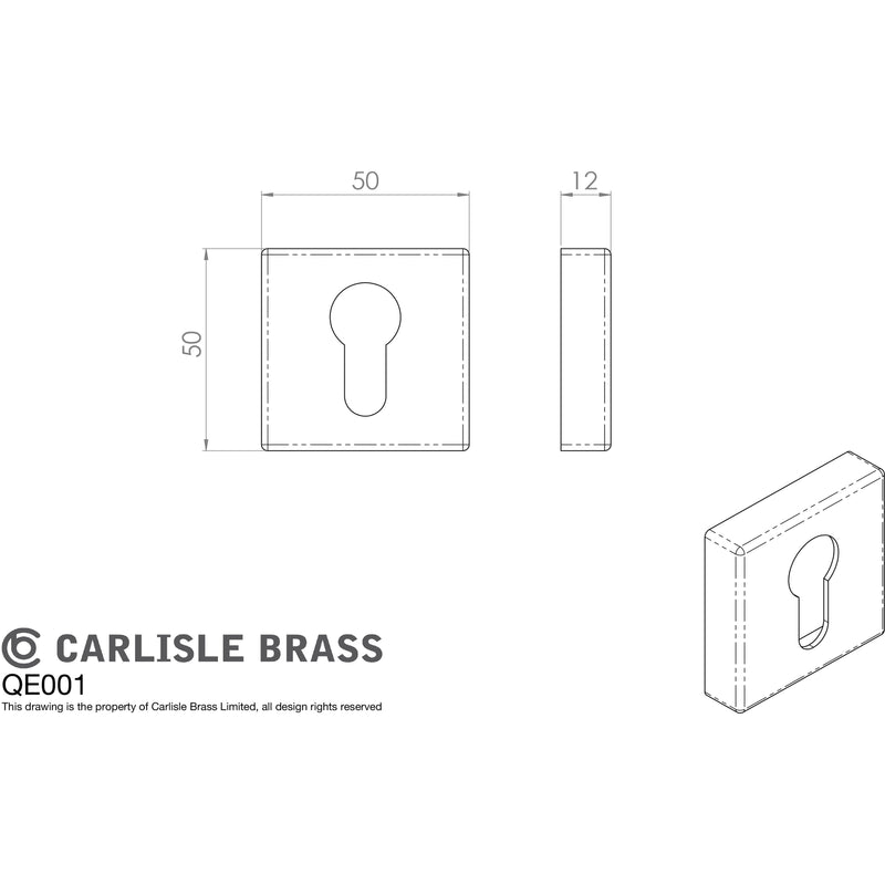 Manital - Square Euro Profile Escutcheon - Satin Chrome - QE001SC - Choice Handles