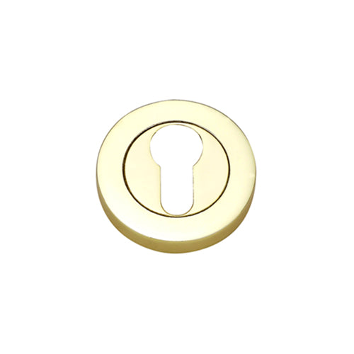 Darcel - Round Euro Profile Escutcheon, Polished Brass - FEESC-PB (Pair) - Choice Handles