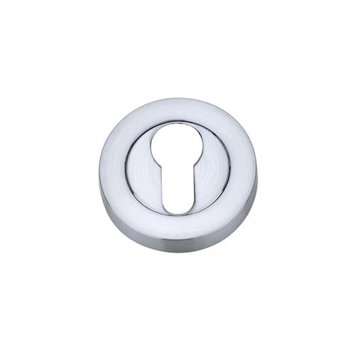 Darcel - Round Euro Profile Escutcheon, Satin Chrome - FEESC-SC (Pair) - Choice Handles