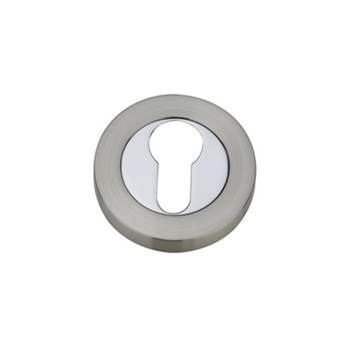 Darcel - Round Euro Profile Escutcheon, Satin Nickel/Polished Chrome - FEESC-SNCP (Pair) - Choice Handles