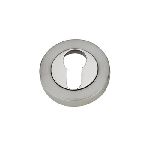 Darcel - Round Euro Profile Escutcheon, Satin Nickel/Polished Nickel - FEESC-SNNP (Pair) - Choice Handles