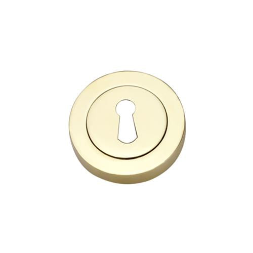 Darcel - Round Key Hole Escutcheon, Polished Brass - FESC-PB (Pair) - Choice Handles