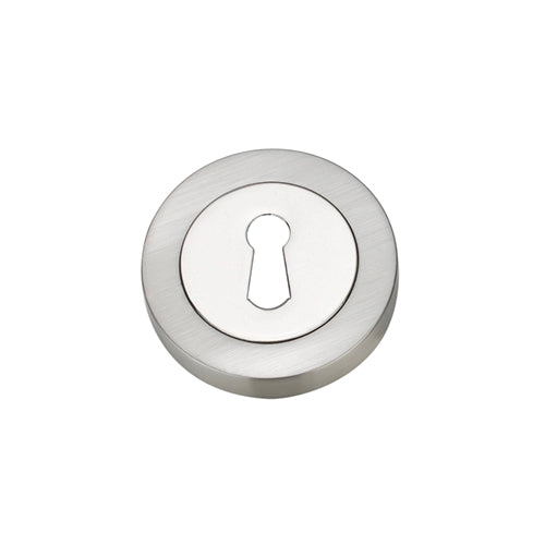 Darcel - Round Key Hole Escutcheon, Satin Nickel/Polished Chrome - FESC-SNCP (Pair) - Choice Handles