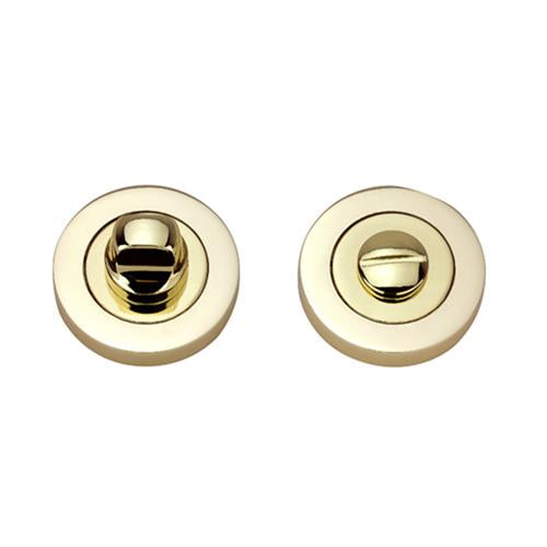 Darcel - Bathroom Round Thumb Turn and Release, Polished Brass - FWCTT-PB - Choice Handles