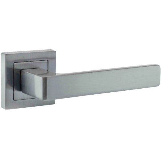 STATUS Montana Designer Lever on S4 Square Rose - Satin Chrome - S40SSC - Choice Handles