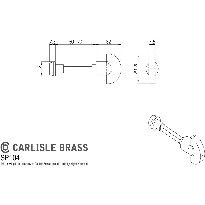 Carlisle Brass - Spare Turn and Release Long Version - Polished Chrome - SP104LCP - Choice Handles