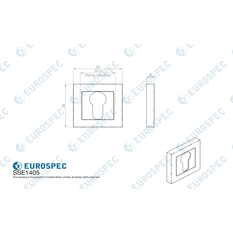 Eurospec - Square Escutcheons - Bright/Satin Stainless Steel - SSE1405SSS/DUO - Choice Handles