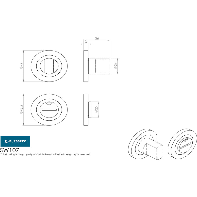 Eurospec - Steelworx 316 Turn and Release - Satin Stainless Steel - SW107SSS - Choice Handles