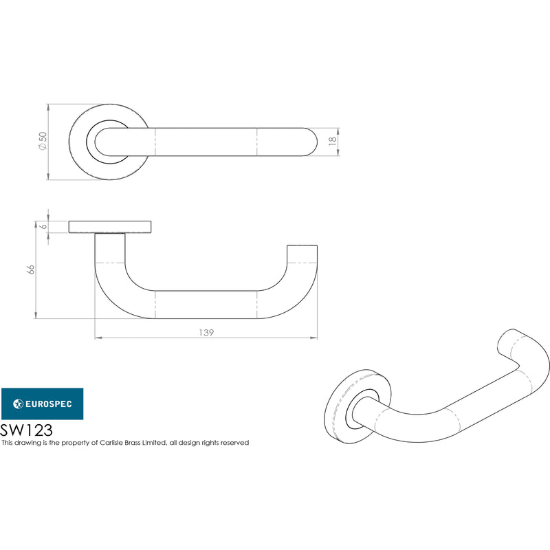 Eurospec - Steelworx 316 Safety Lever on Round Rose - Satin Stainless Steel - SW123SSS - Choice Handles