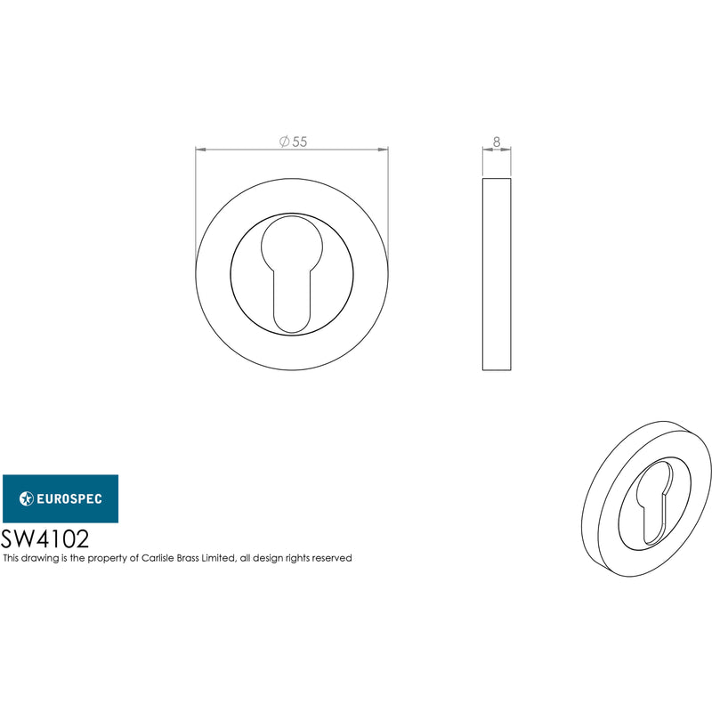 Eurospec - Grade 316 Euro Profile Escutcheon - Satin Stainless Steel - SW4102SSS - Choice Handles