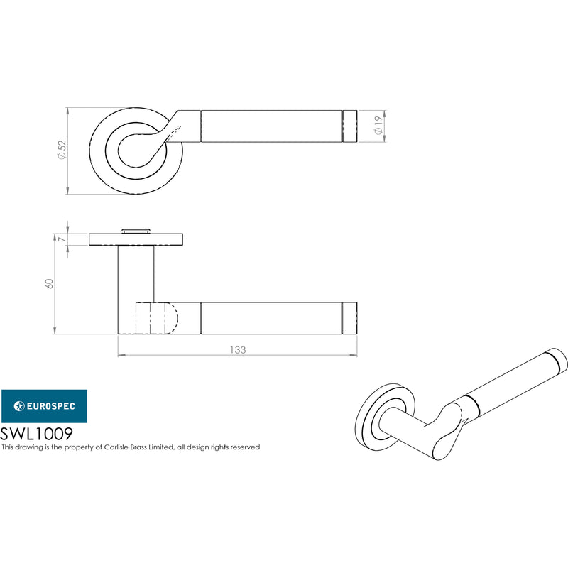 Eurospec - Steelworx SWL Lucerna Lever on Rose - Bright/Satin Stainless Steel - SWL1009DUO - Choice Handles