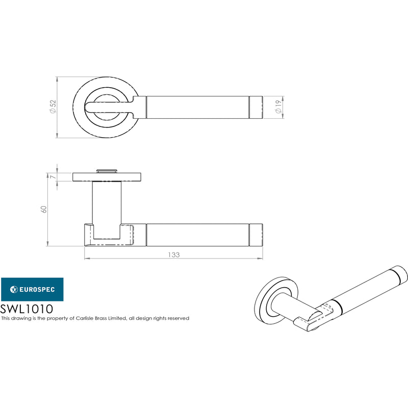 Eurospec - Steelworx SWL Berna Lever on Rose - Bright/Satin Stainless Steel - SWL1010DUO - Choice Handles