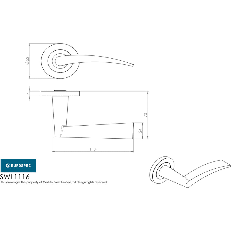Eurospec - Volantes Designer Lever on Threaded Rose - Satin Stainless Steel - SWL1116SSS - Choice Handles