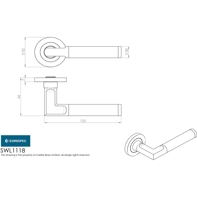 Eurospec - Carbon Fibre Lever on Threaded Rose - Satin Stainless Steel - SWL1118SSS - Choice Handles