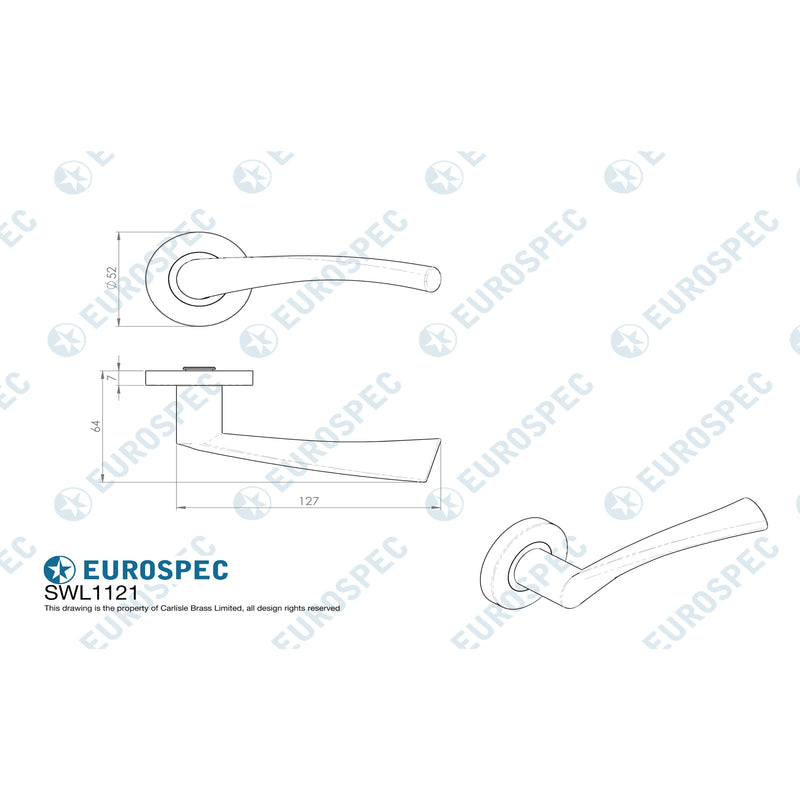 Eurospec - Steelworx SWL Brema Lever on Rose - Satin Stainless Steel - SWL1122SSS - Choice Handles