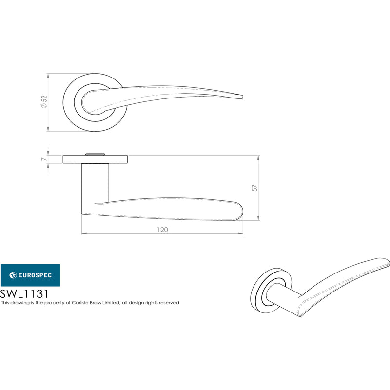 Eurospec - Steelworx SWL Tirolo Lever on Rose - Satin Stainless Steel - SWL1131SSS - Choice Handles