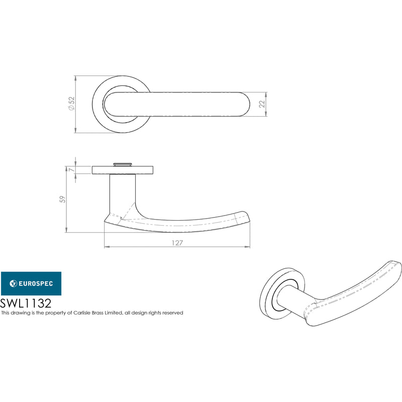 Eurospec - Steelworx SWL Berlino Lever on Rose - Satin Stainless Steel - SWL1132SSS - Choice Handles