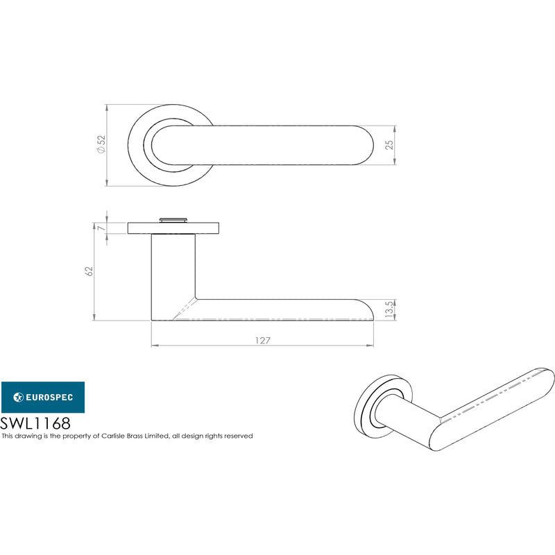 Eurospec - Steelworx SWL Parigi Lever on Rose - Satin Stainless Steel - SWL1168SSS - Choice Handles